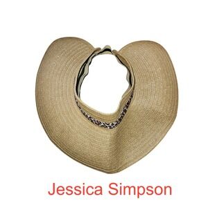 Jessica Simpson Straw and Leopard Sun Hat